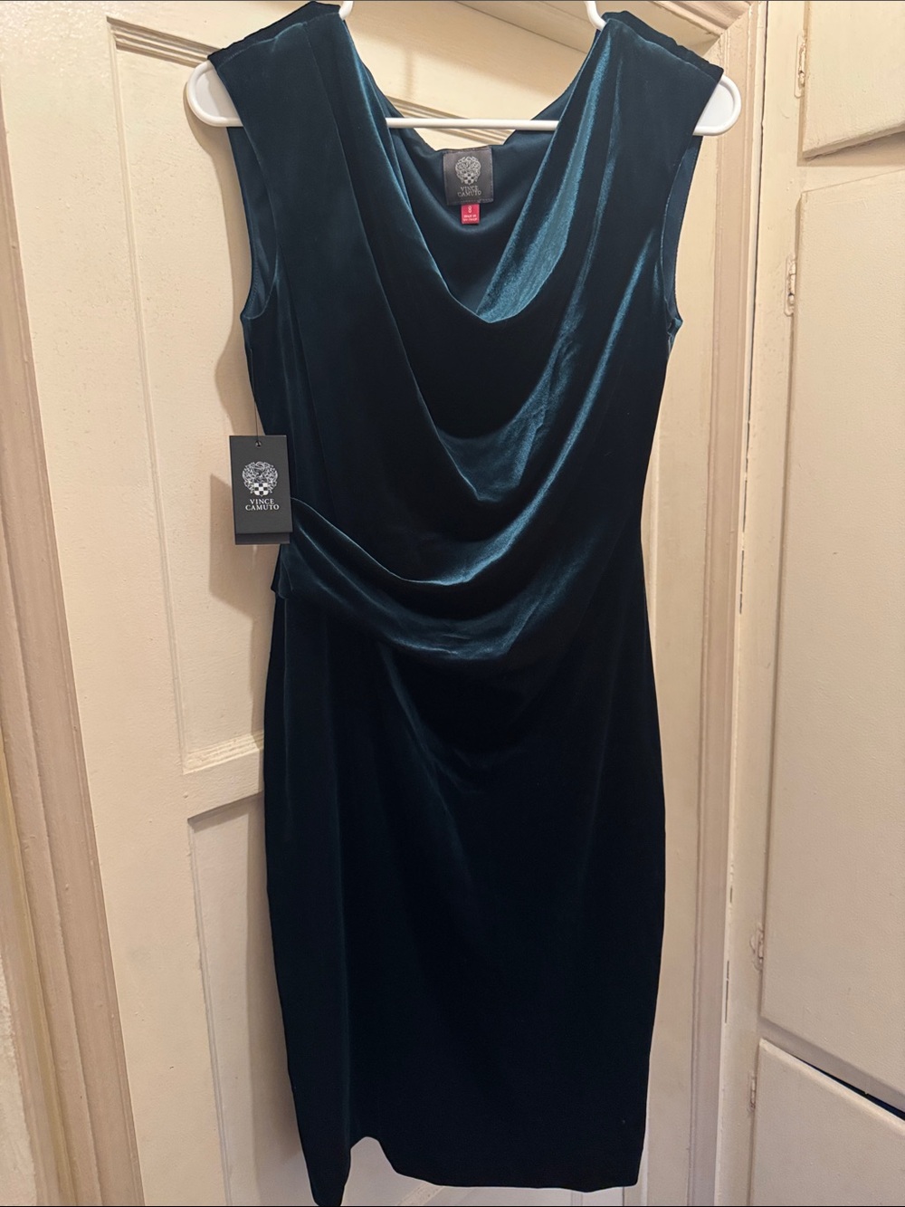Vince Camuto Deep Green Velvet Mid Length Dress